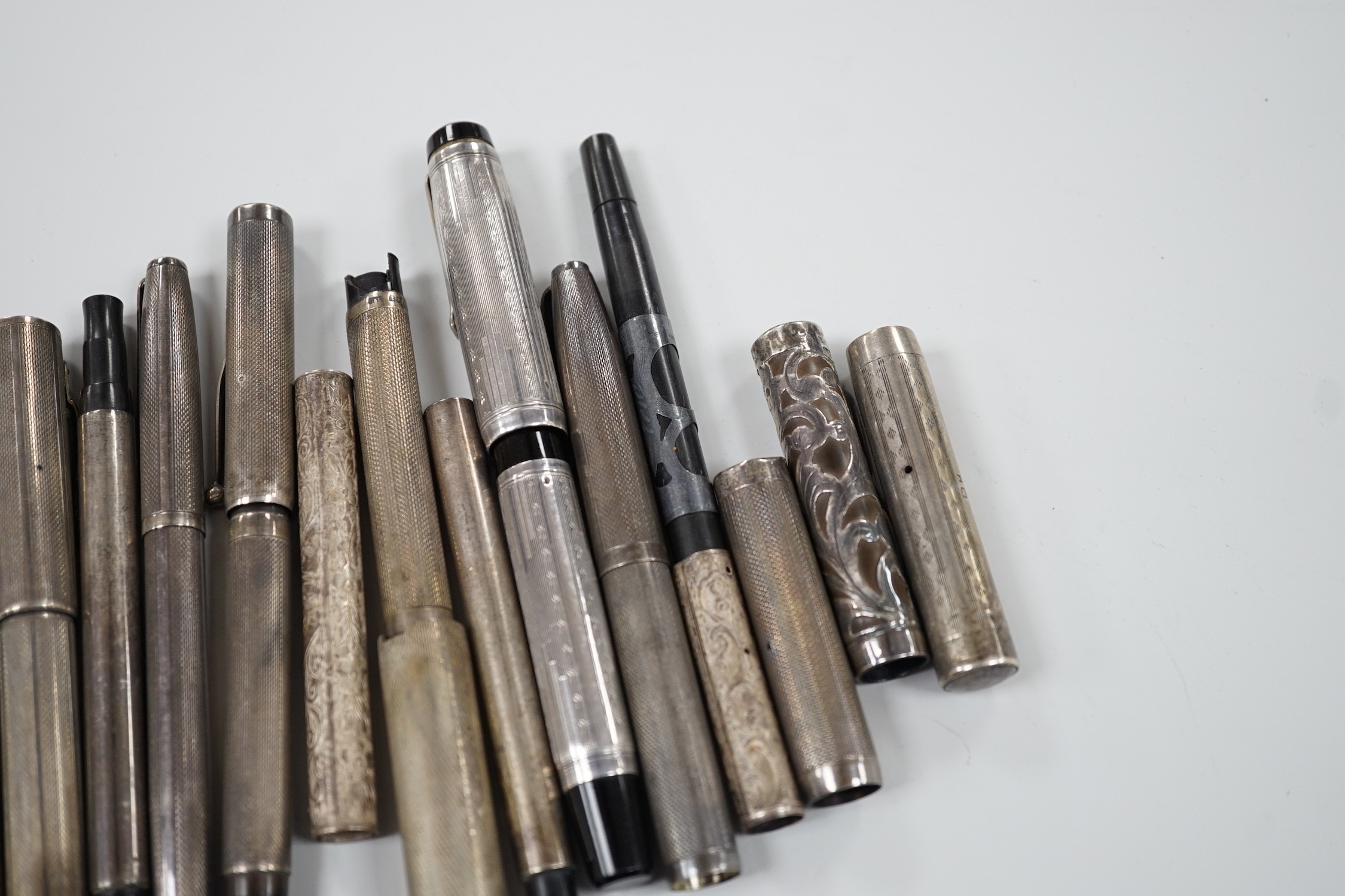 Silver fountain pens and parts